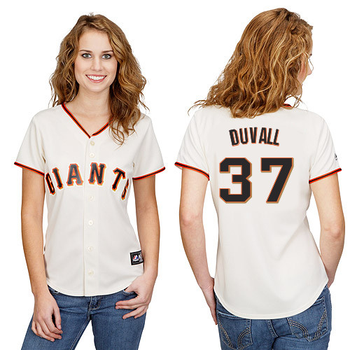 Adam Duvall #37 mlb Jersey-San Francisco Giants Women's Authentic Home White Cool Base Baseball Jersey